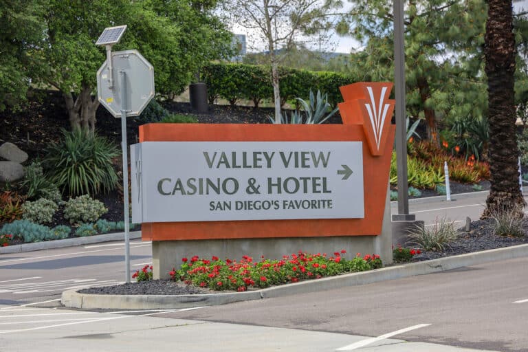 Street entrance sign to Valley View Casino & Hotel